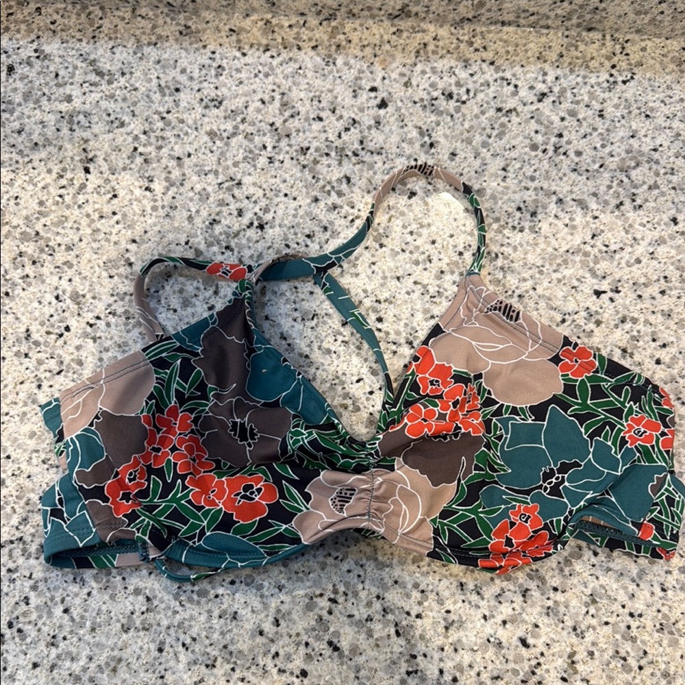Carve Designs Teal and Floral Bikini Top